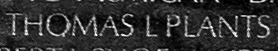 Engraved name on The Wall of Petty Officer Second Class Thomas L. Plants, U.S. Navy